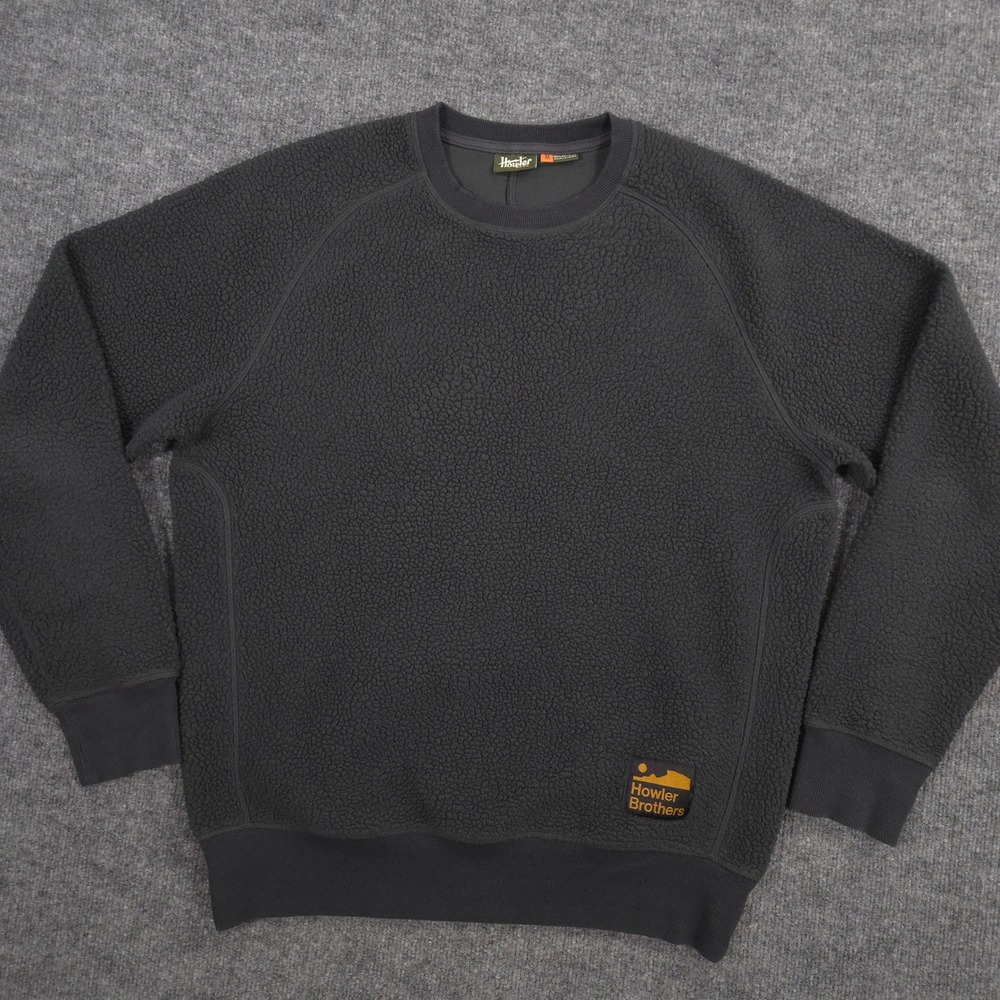 Howler Brothers Eleos Fleece Crewneck Sweater Mens M Faded Black Pile Huckberry